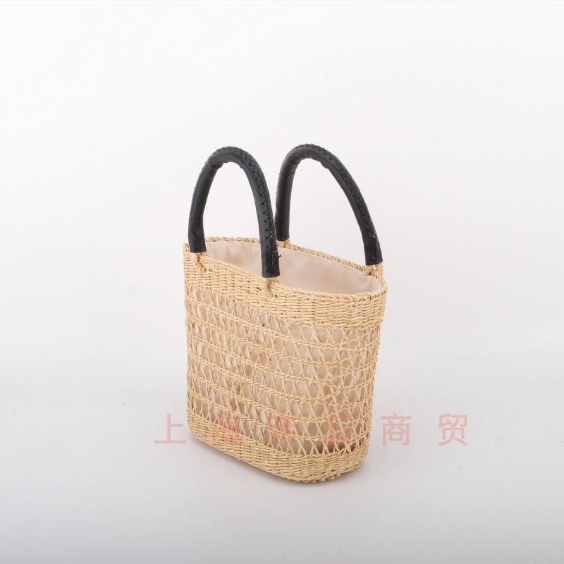 Woven Straw Handbag Women Small Vertical Square Tote Beach Bag Casual Daily Use