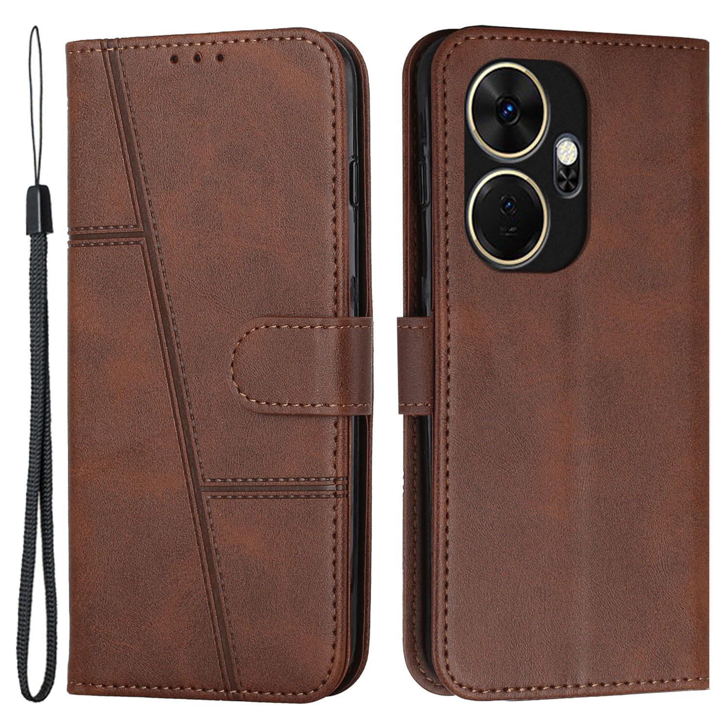 

For itel P55+ Phone Case Anti-Scratch PU Leather Stand Wallet Cover Brown