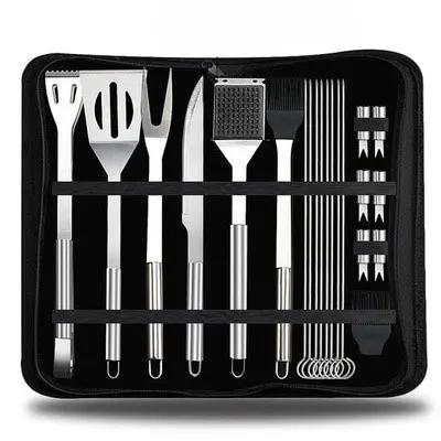 BBQ Tool Set, Portable Oxford Bag, Grilling Utensils, Stainless Steel Grill, Spatula Brush, Outdoor Barbecue Accessories