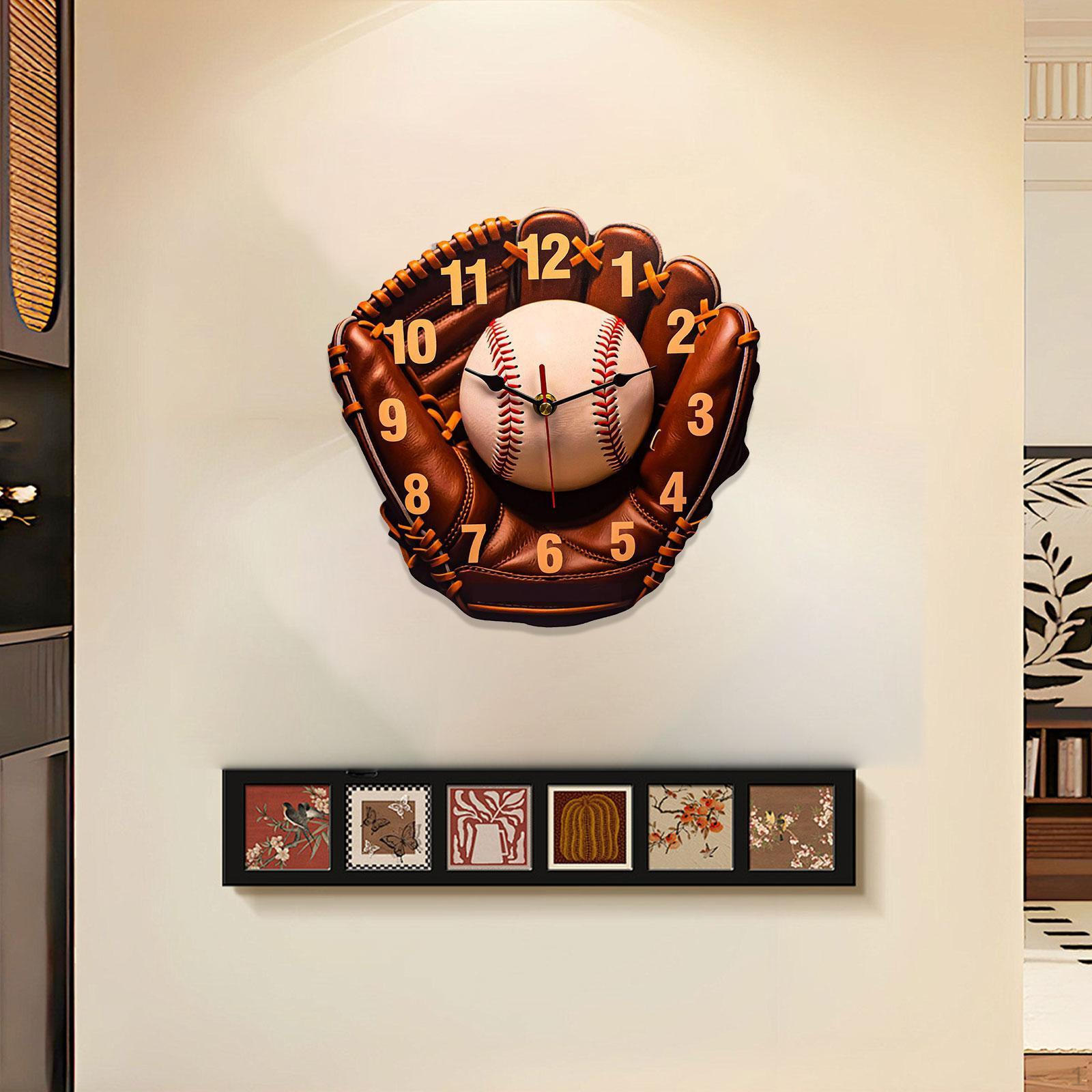 

Настенные часы Бейсбол, 10 дюймов, Спортивная тема, Бесшумные часы без тиканья для офиса, ванной комнаты, гостиной
