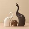Home Décor Elephant Family Matte Finish Ceramic Figures - (Set of 3 Piece, Matte Brown)