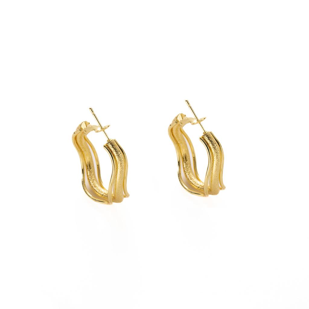 Old Money Wind Geometric Irregular Stud Earrings Hollow Lines Fashion High Sense Ring Earrings