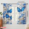 Flat Printing Scene Curtains Blue Butterfly Flower Fabric Without Electricity Birthday Party Perfect Home Wall Yard Set Of 2 Made Polyester