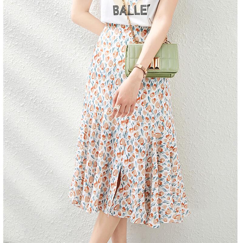 Srcr Women s Classic Floral Mid-Length Slit Skirt XL