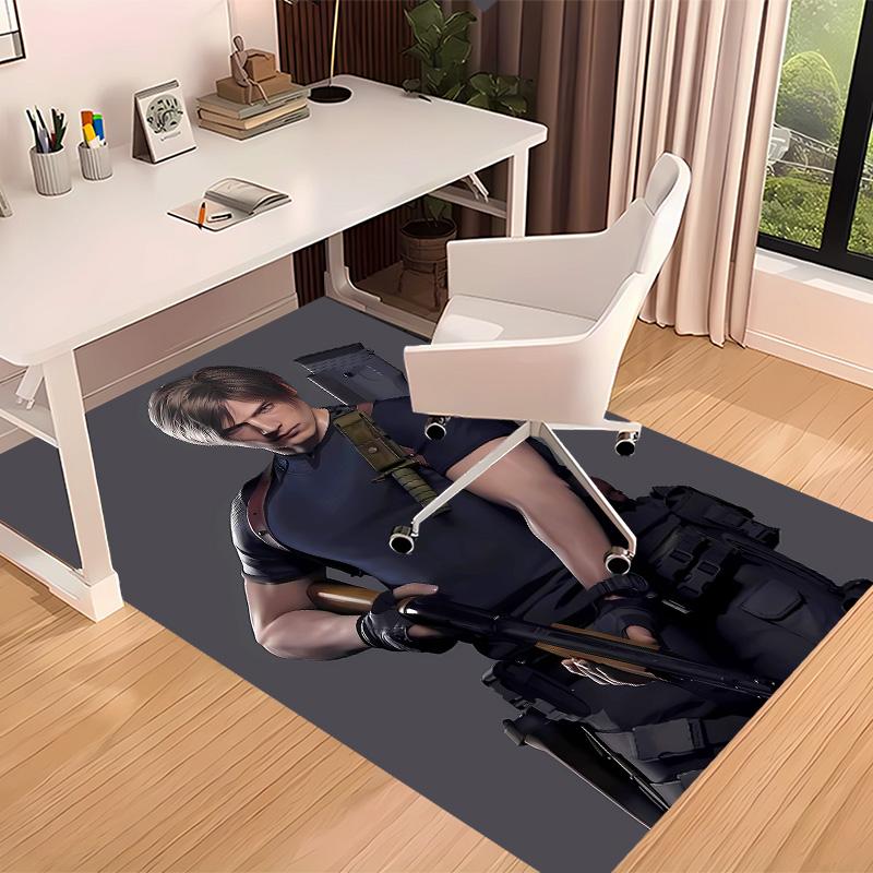 Resident Evil Leon S. Kennedy Printed Absorbent Washable Carpet, Non-Slip Bathroom Mats, Kitchen Rugs, Yoga Mat,Living Room Entrance, Camping Picnic R