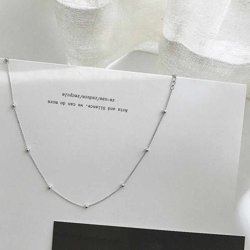 Choker Girl Heart Smile Necklace Korean Slender Interval Small Bead Collarbone Chain Simple Short Neck Strap Collar Neck