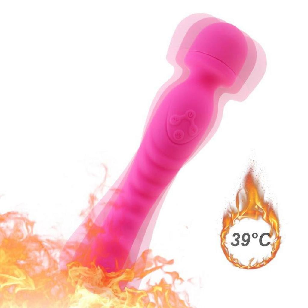 ASEG Vibrator Wand,Female Adult Sex Toys,Wand Massager,Clit Stimulator Sex Toy,Dildo,with 8 Speeds of Pleasure & 20 Patterns,Double Head Heating Mode