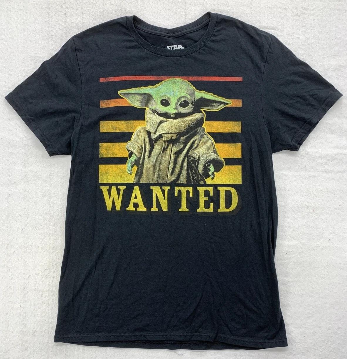 Star Wars 100% Cotton Graphic T-Shirt WANTED Mens Size Medium Black Crew Neck S