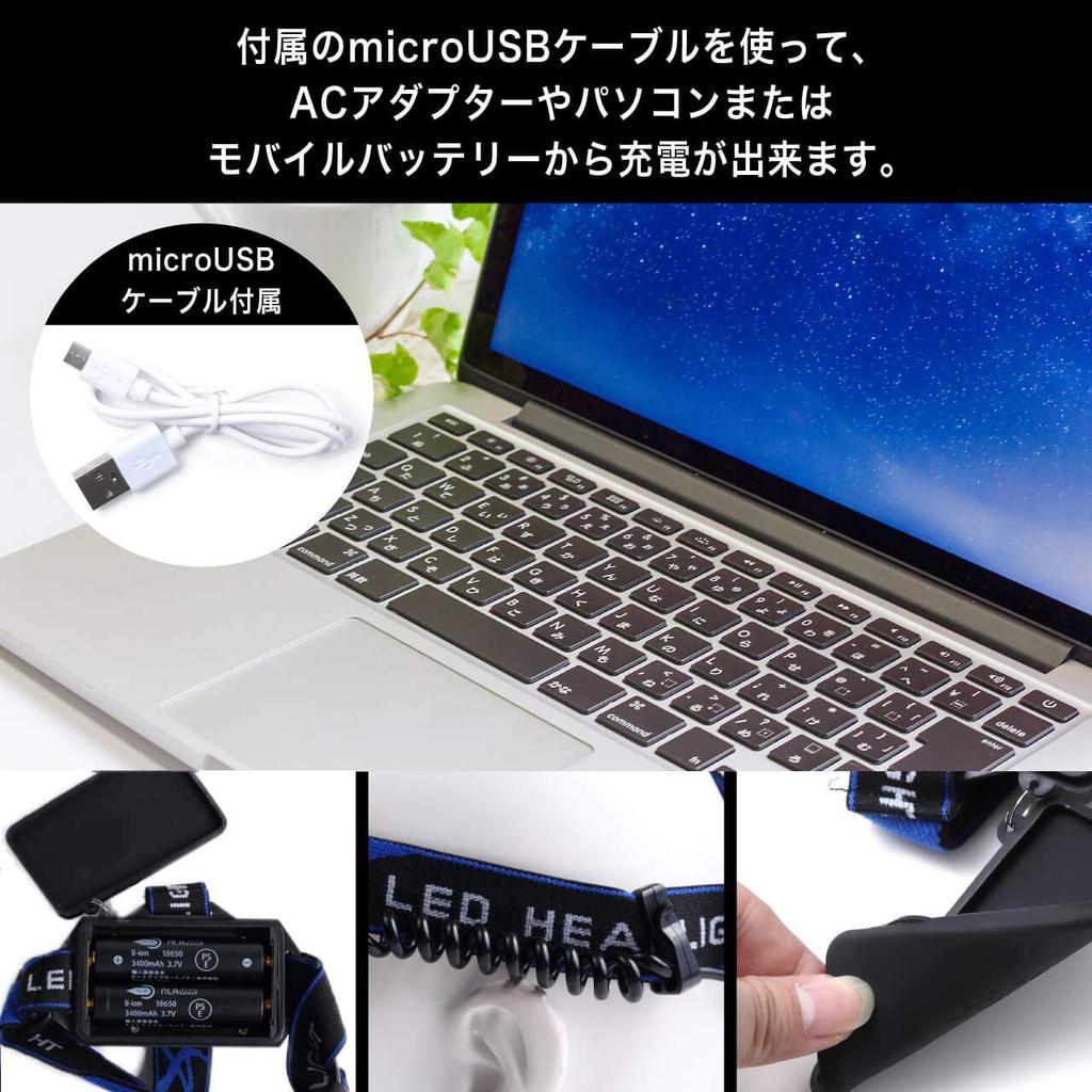 LED USB with sensor battery compatible model headlamp, rechargeable, function,