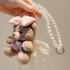 Colgante Versátil de Osito: Bonita Cadena de Peluche para Móvil con Adornos de Perlas y Lazo