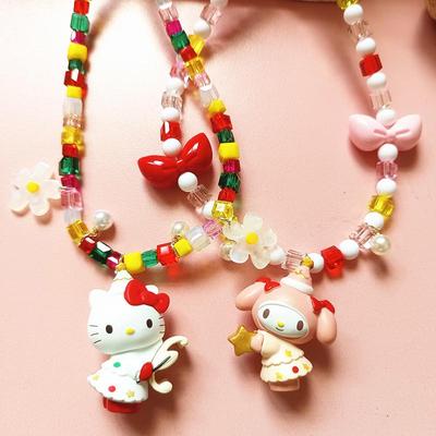 Christmas Limited Edition Handmade Crystal Beaded KT Melody Cartoon Choker Necklace for Women and Children