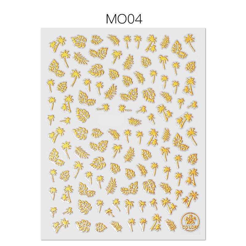 Gold 3D Geometric Pattern Heart Star Stripes Water Transfer Stickers Nail Art Decoration