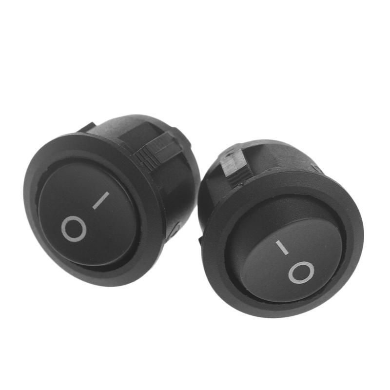 2 Pcs 2 Pin 2 Gears Switch SPST Toggle Switch Black Round Rocker Switch