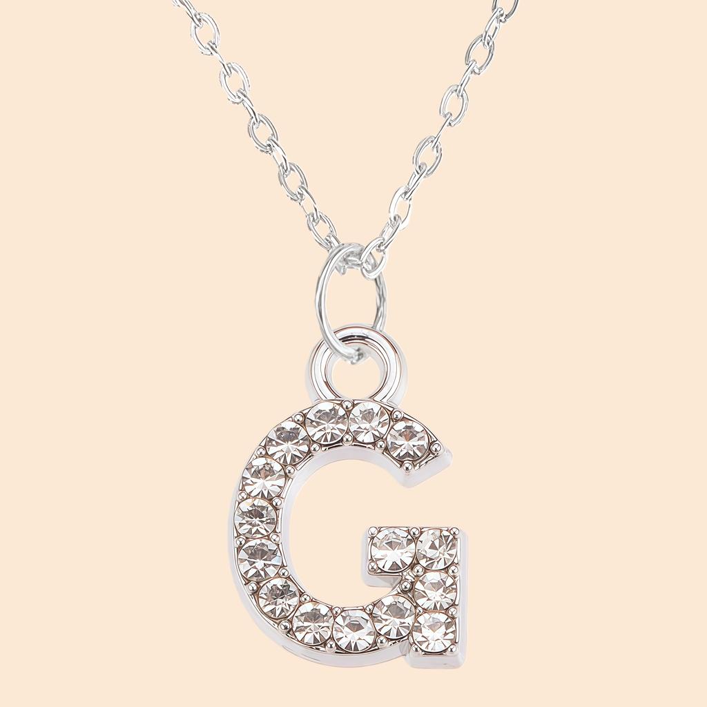 Shining Zircon A-Z Letter Pendant Necklace 26 Initial Alphabet Clavicle Chain For Women Valentine's Day Party Jewelry Gift