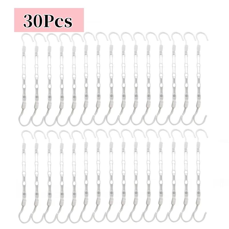 30Pcs Creative Windproof Magic Hanger Multifunctional PP Plastic Hanger Rotatable Folding Hanger Storage and Connection Hook