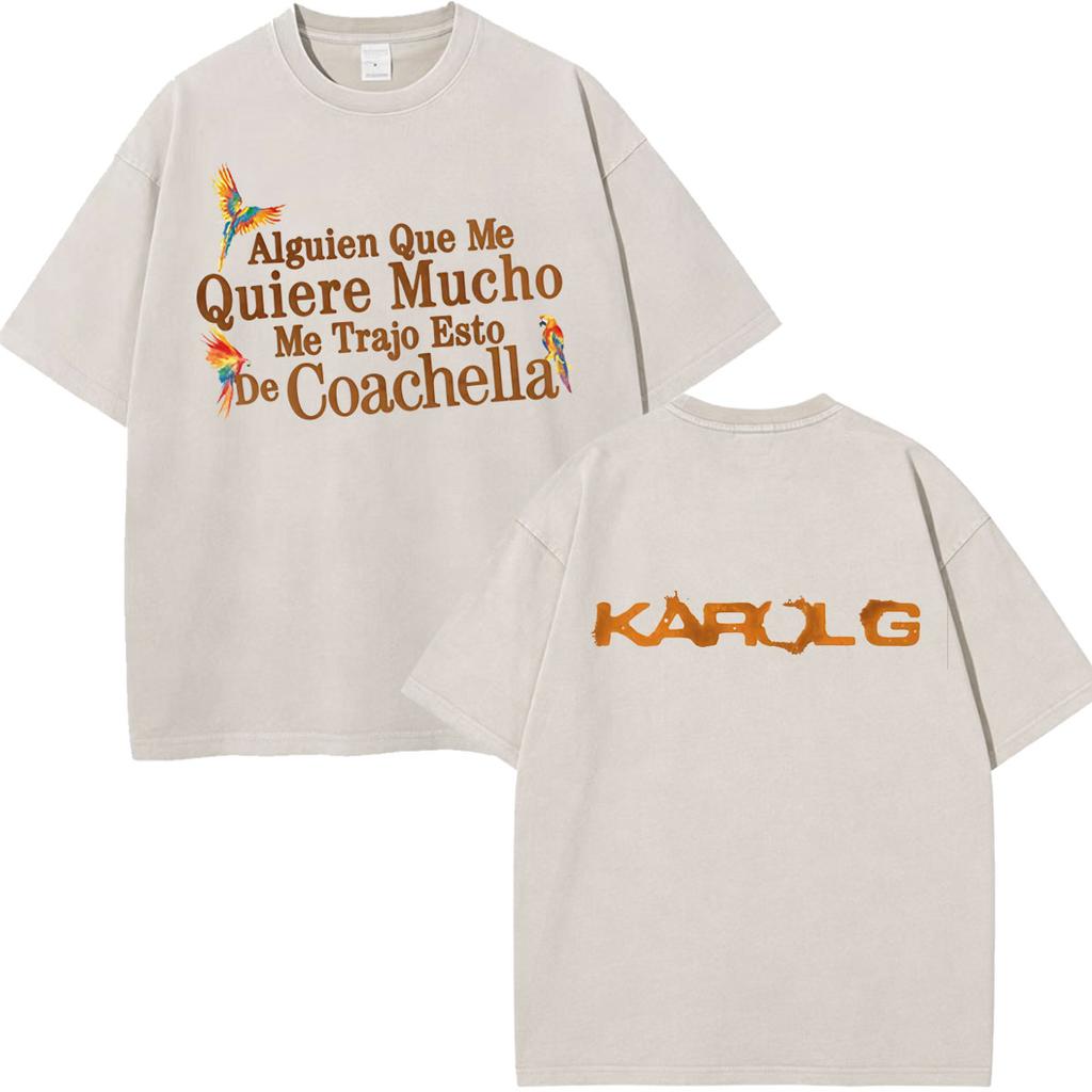 Karol G Viajando Por El Mundo Tropitour  Graphics T Shirt Unisex Women Fashion Cotton Loose Casual Vintage Washed Tshirts Tops