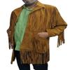 NOORA Men's Genuine Lambskin Tan Suede Fringe Leather Jacket, Motorcycle Jacket