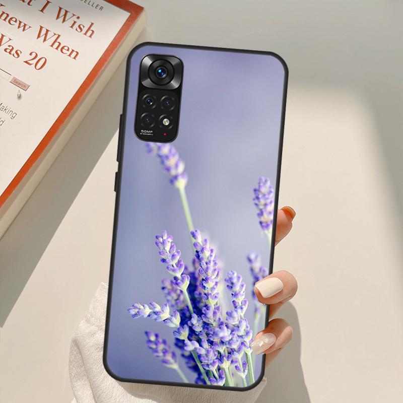 Lavender Purple Flower Case For Xiaomi Redmi Note 11 10 9 8 Pro Note 11S 10S 9S 8T K50 K40 9A 9C 10A 10C Cover