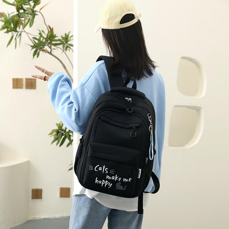 Lightweight Student Schoolbag Letter Print Water-Repellent Backpack Women's Large Capacity Backpack