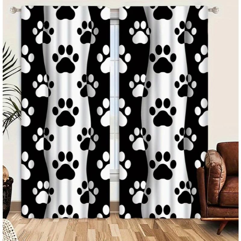 2pcs Dog Paw Print Pattern Door Curtain