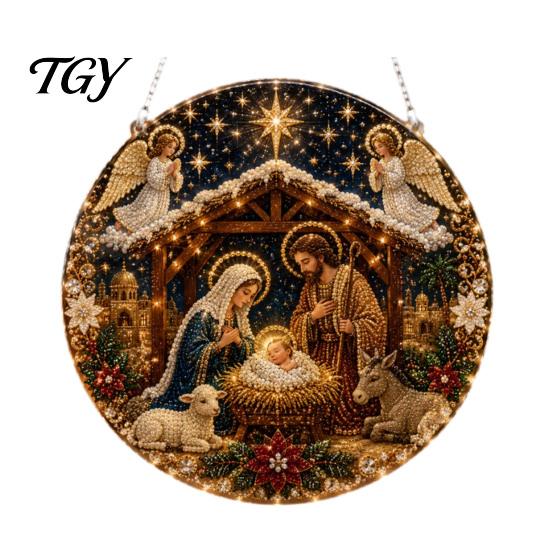 Acrylic Christmas Ornaments Faux Pearl Art Hanging Ornament Kit, Glowing Holiday Decor Festival Set for Tree Window, DIY Festive Pendant Home