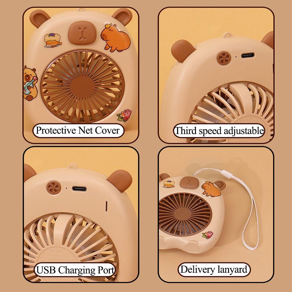 Solid Color Cute Capybara Fan Creative USB Mini Fan Simple Cartoon Handheld Fan  Camping