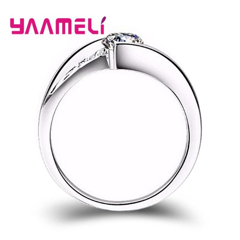 Anel Feminino Redondo com Pedra Zircônia Vintage Cor Prata 925 Joias de Casamento Promessa Cristal Noivado Bague para Mulheres