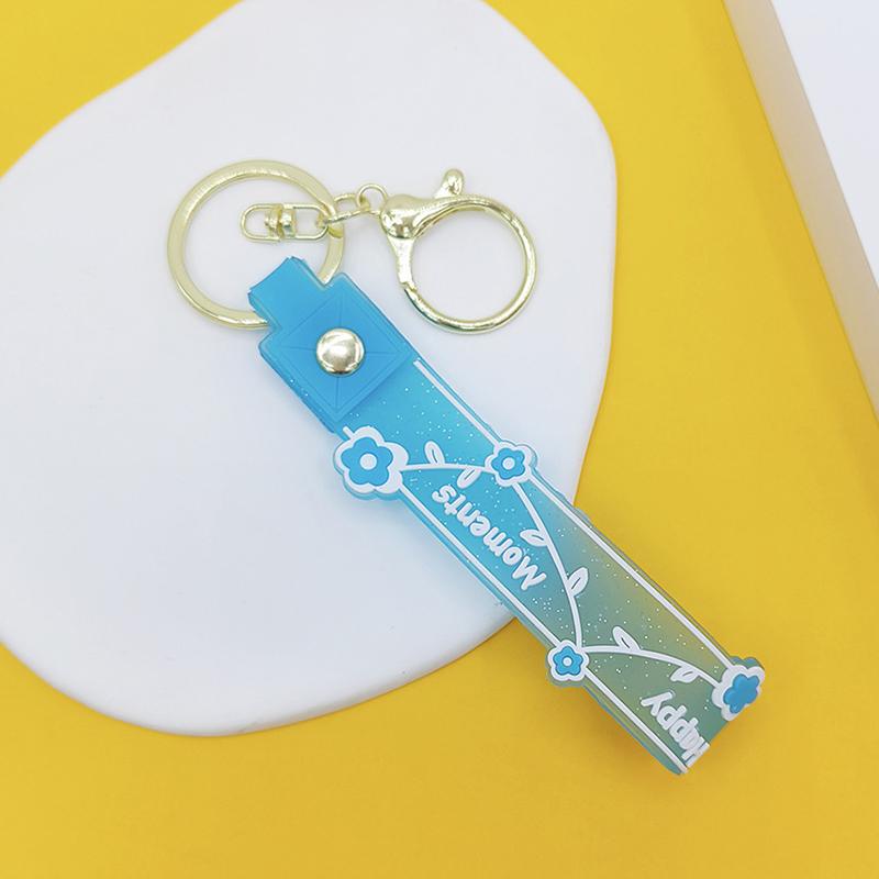 Transparent Pvc Soft Rubber Rope Keychain English Small Flower Jelly Color Plum Blossom Candy Color Drop Adhesive Wristband