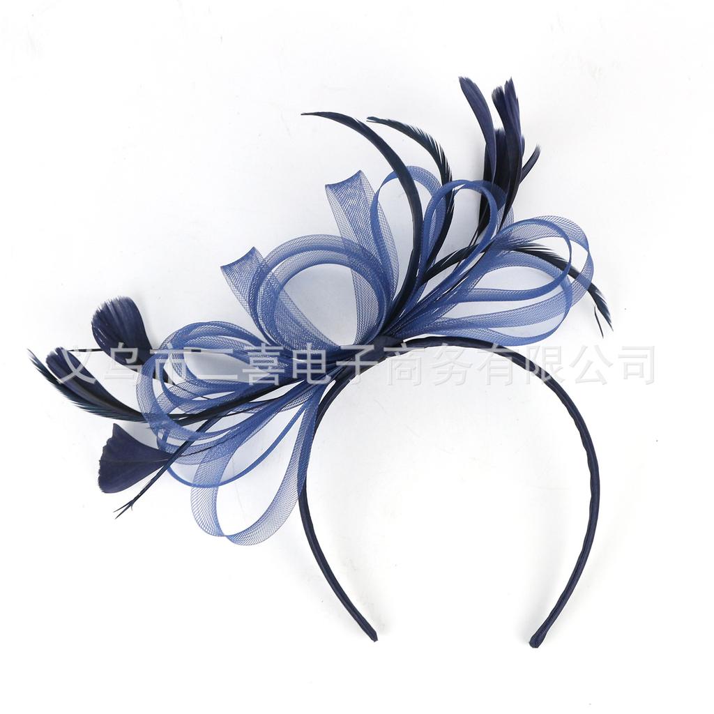 Popular Bridal Mesh Headgear Photo Bow Hair Accessories Jockey Club Feather Hairpin Head Flower