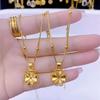 Copper Plated Gold Four-Leaf Clover Pendant: Elegant Double-Sided Minimalist Design