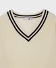 BASIC HOUSE Uni V-Neck Contrast Knit Ivory Lxkt2102