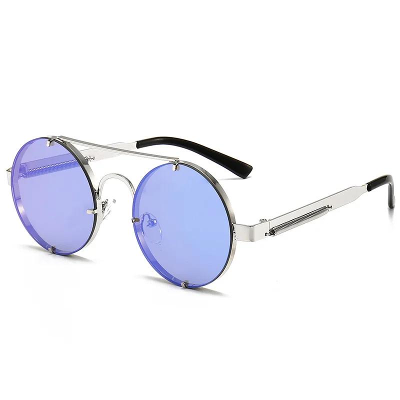 Metal Round Steampunk Rimless Sunglasses Women Fashion Brand Designer Vintage Elastic Sun Glasses For Men Lentes