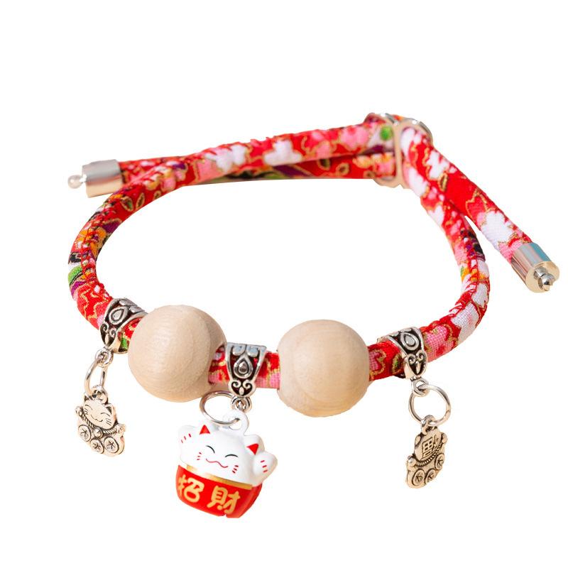 Pet Insect-proof Collar, Sandalwood Bead, Dog Collar, Money Cat Neck Collar, Alloy Head, Adjustable Bell