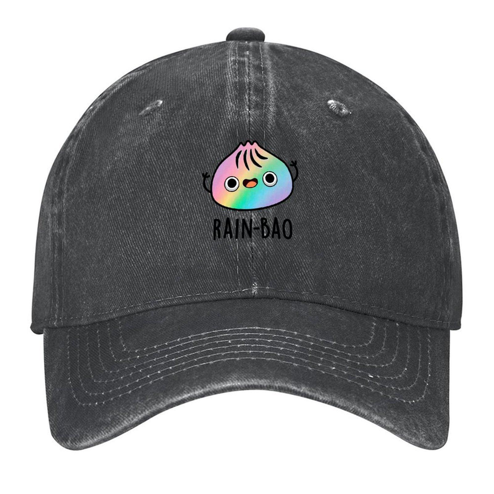 

2026 Rain-bao Funny Rainbow Dimsum Bao Puns Baseball Cap Black Golf Hat Military Cap Man Sailor Cap For Men Golf Women Men s