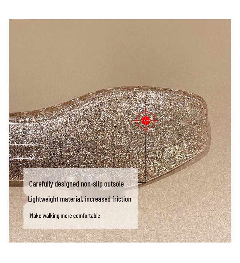 Korean Style Low-Cut Jelly Sandals - 2025 Casual Square Toe Slip-On Flats