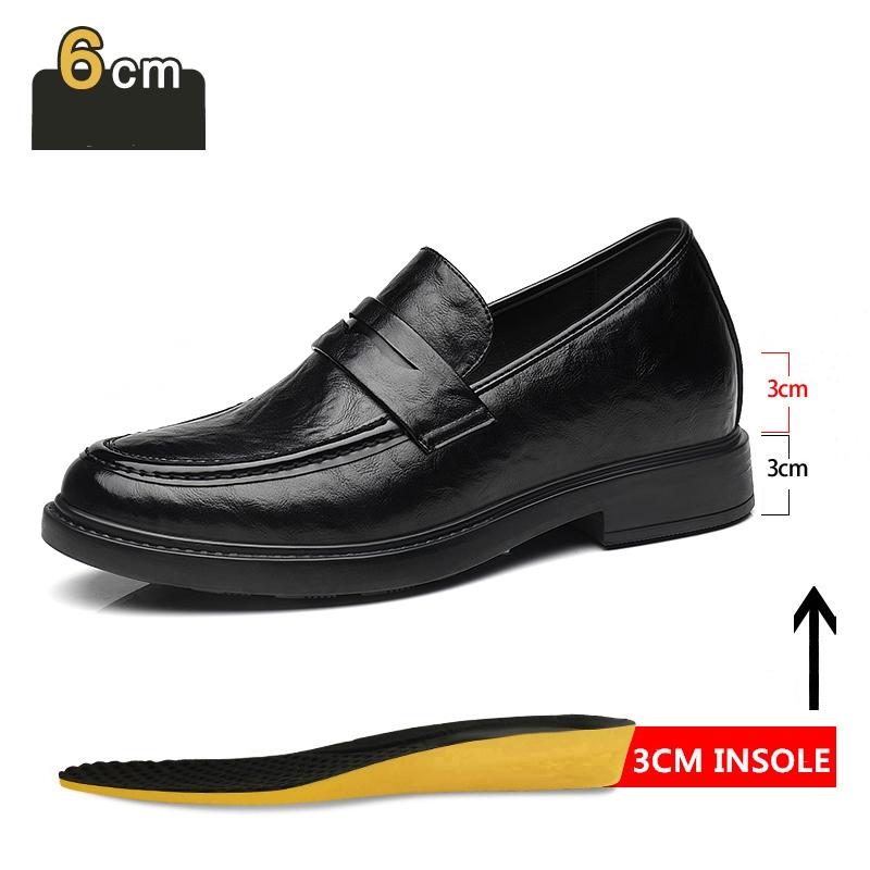 Men's Dress Shoes Increase 8cm Genuine Leather Breathable Invisible Heightening Shoes Business Casual Soft Soled Men Derby Shoes
