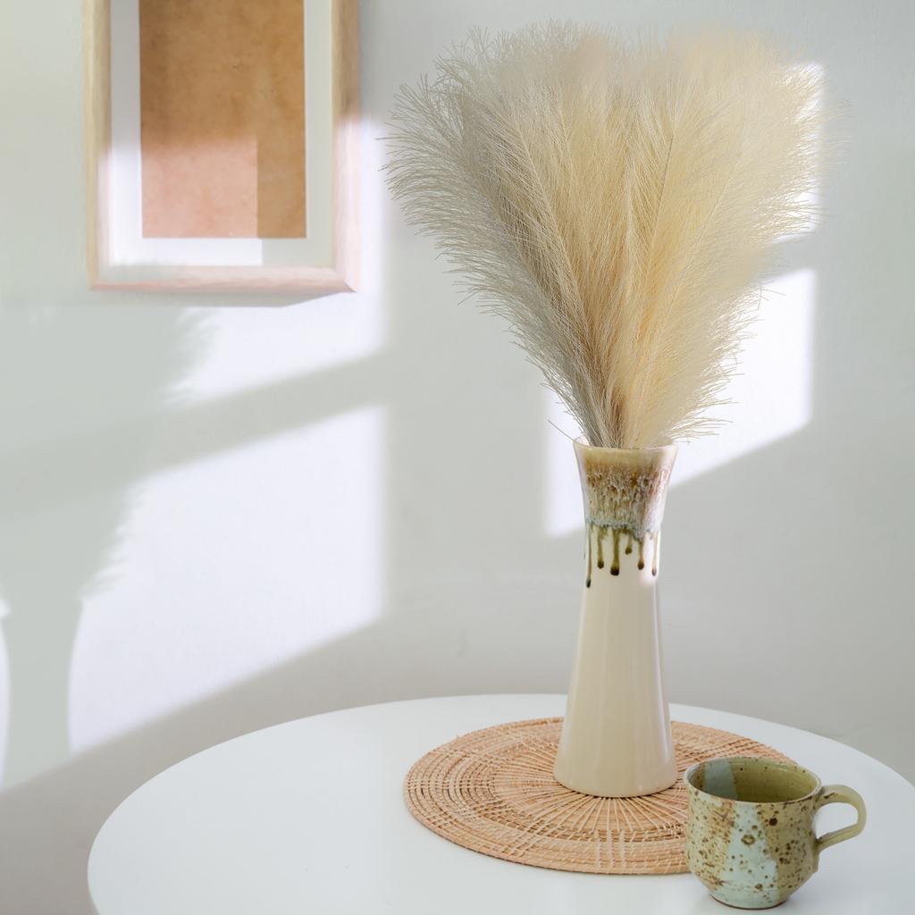 Faux Pampas Grass 17.3in High Rustic Colors Durable Cloth Widely Used Fake Reed Grass