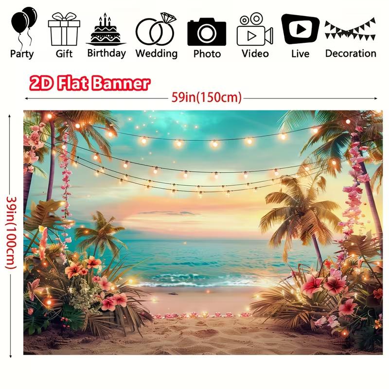 

2D Hawaiian Beach Tapestry Banner Coastal Ocean Wall Hanging 47.2x31.5inch/120*80cm