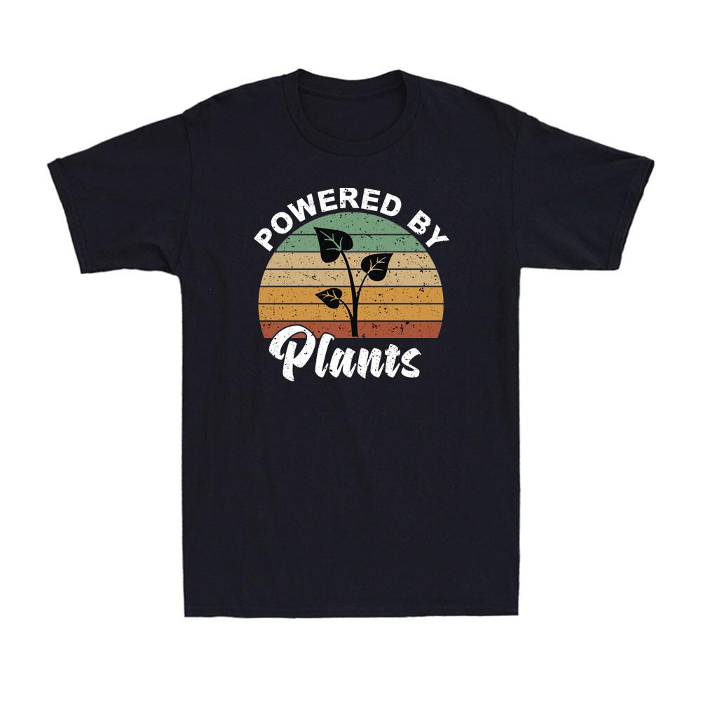 Powered By Plants Shirt Vegan Vegetarian Plant Lover Farmer Retro Men T-shirt XXL