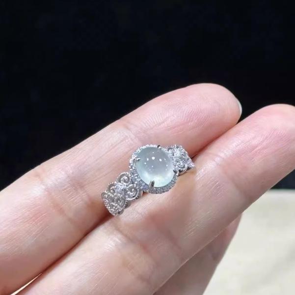 Кольцо женское из стерлингового серебра 925 пробы, винтажное, Фэн-шуй, с кабошоном из нефрита - Легкая роскошь, Изысканное, Универсальное, Кружевное кольцо, Новый китайский дизайн с нефритом