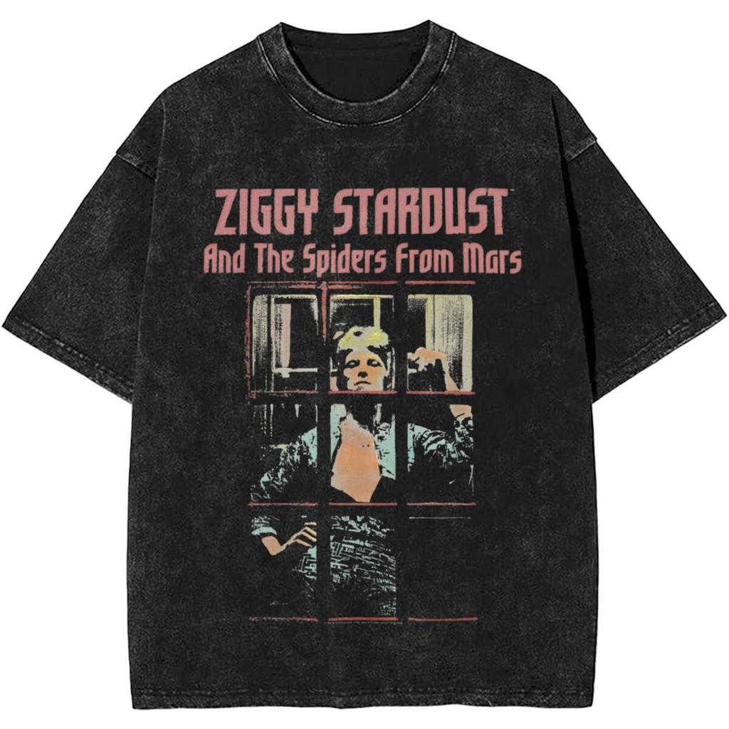2025 From The 70s Vintage Washed T Shirt Men Davids Bowied Vintage Cotton T-Shirts Summer O Neck Leisure Tees Clothes