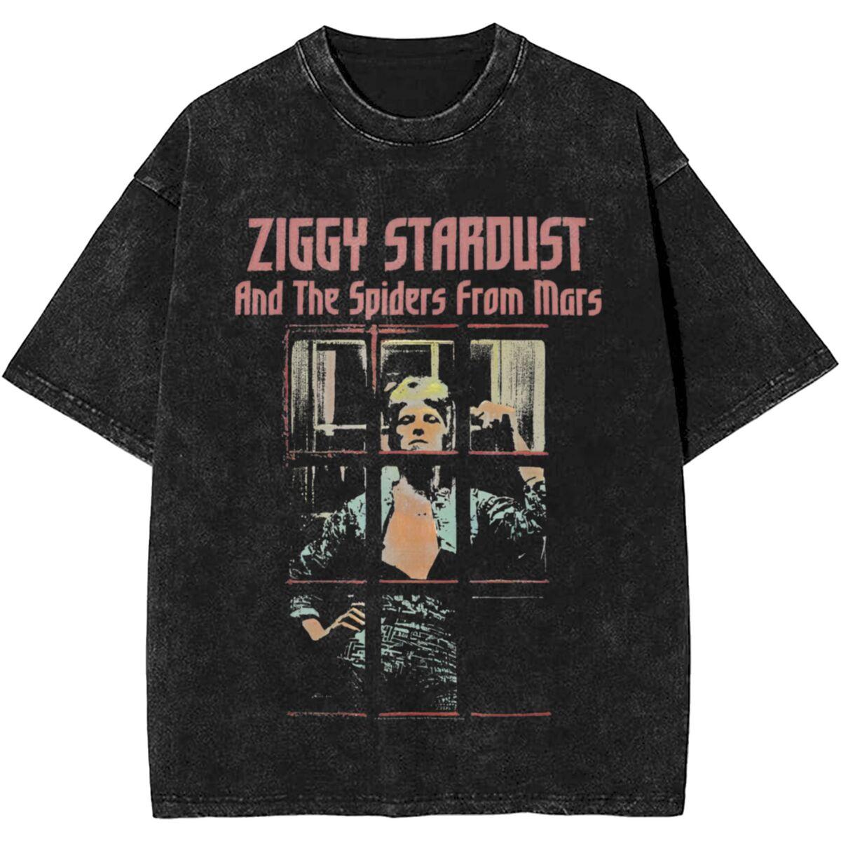 

2025 From The 70s Vintage Washed T Shirt Men Davids Bowied Vintage Cotton T-Shirts Summer O Neck Leisure Tees Clothes S разноцветный