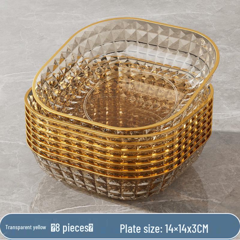 Transparent Gold Rim Fish Bone Dish Holder Set, Easy To Clean, Multipurpose for Living Room