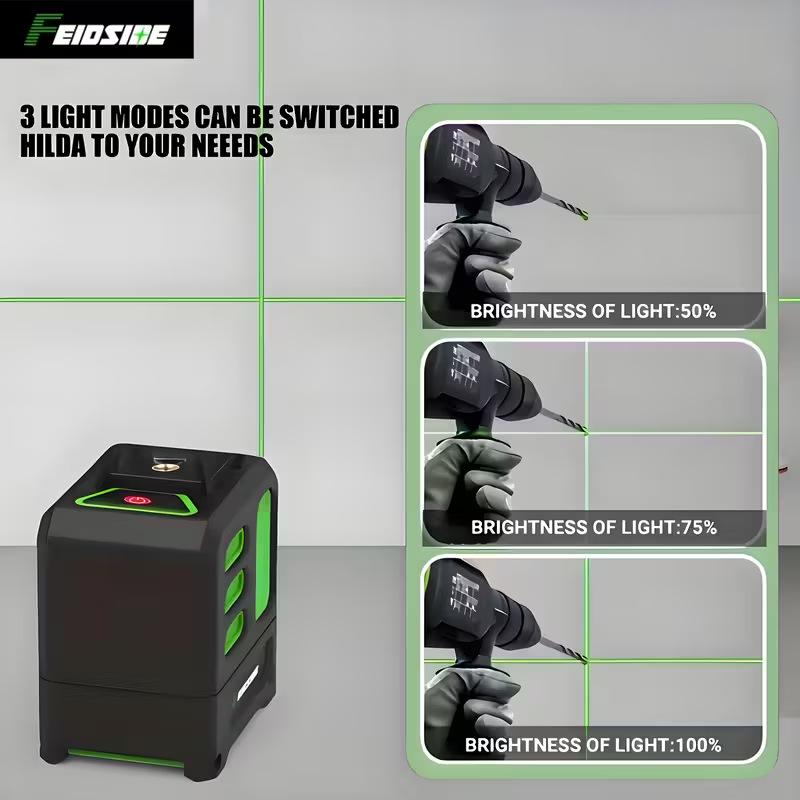 High-Precision Portable Green Laser Level with Infrared 2-Line Projection for Home Use