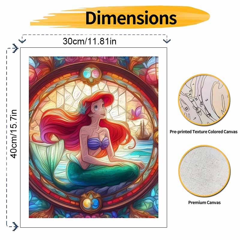 Disney animation digital oil painting The Little Mermaid stained glass diy handpainted coloring painting home decoration art set