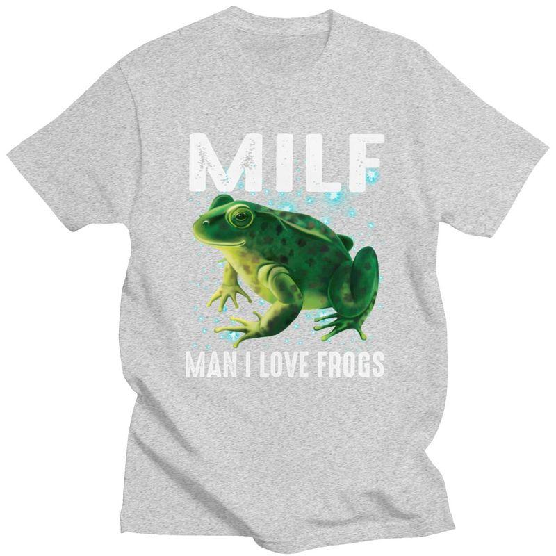 MILF Man I Love Frogs Tshirt for Men Short Sleeves Casual T Shirt Tshirt Slim Fit Pure Cotton Tee Valentines Day Gift