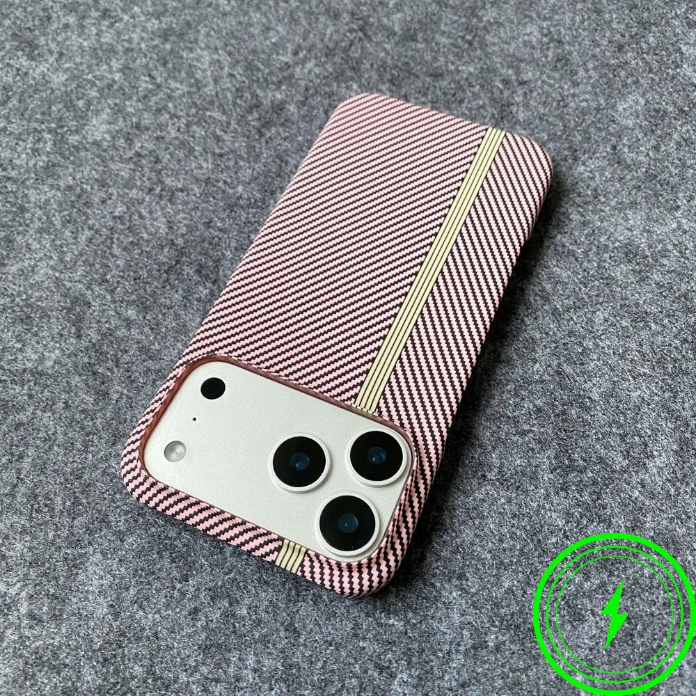Slim Rugged Carbon Fibre Kevlar Pattern Magnetic Case For IPhone 17 Air 16 Plus 15 14 13 Pro Max Frameless Shockproof Hard Cover