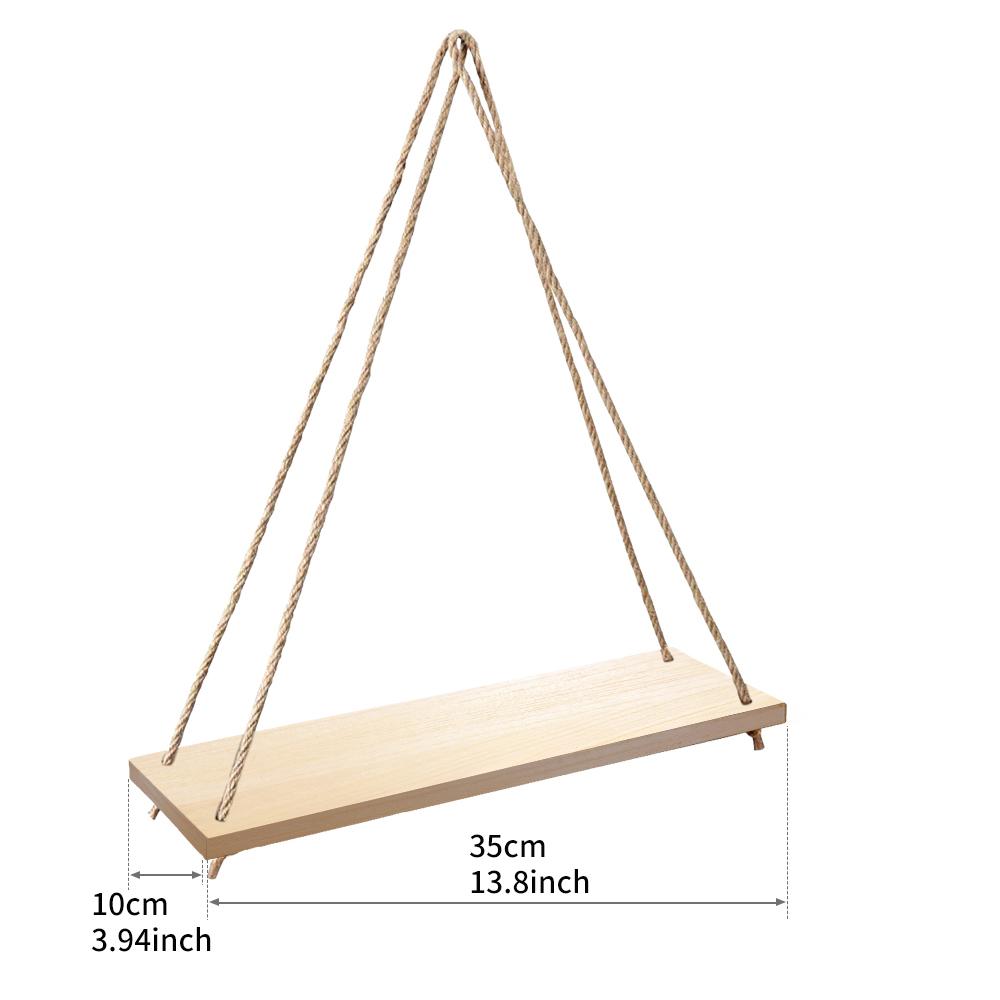 Wood Hanging Shelves for Wall Swing Rope Rustic Floating Shelf Set of 2 Wall Display Shelving Rack for Living Room Bedroom