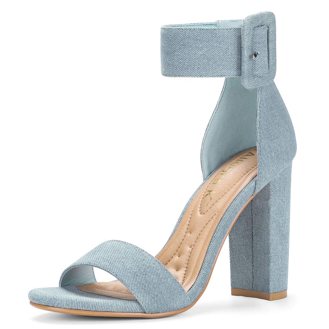 

Allegra K Women s Block Heel Sandals with Zipper Buckle and Ankle Strap, Denim Blue, Size 24.5cm