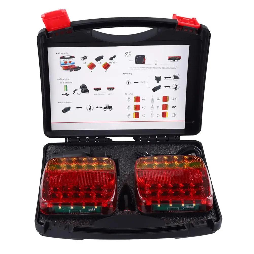 2pcs Magnetic Wireless Trailer Lights Waterproof Reflective Lens Truck LED Taillights Towing Light Kit For Truck RV Camper Boat